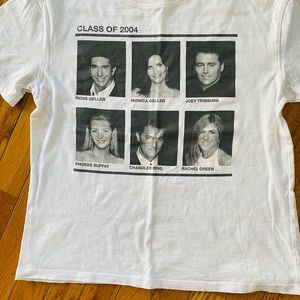 Friends white tee shirt with the cast pictured on front